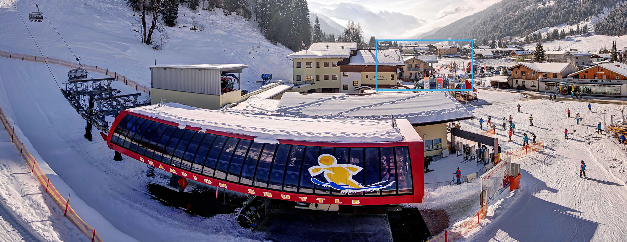 Das Skischulbüro liegt direkt an der Talstation der Kleinarler Bergbahnen in Kleinarl, Ski amadé